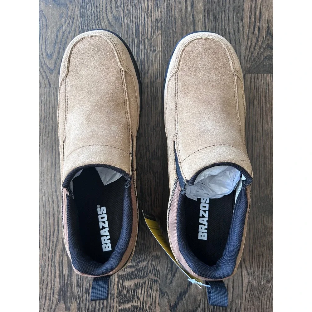 Brazos Summit ST Mens Steel Toe Slip On Work Shoes Brown Suede Size 8 Medium